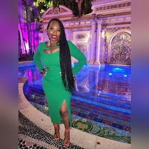 Zara Vibrant Green Long Sleeve Dress